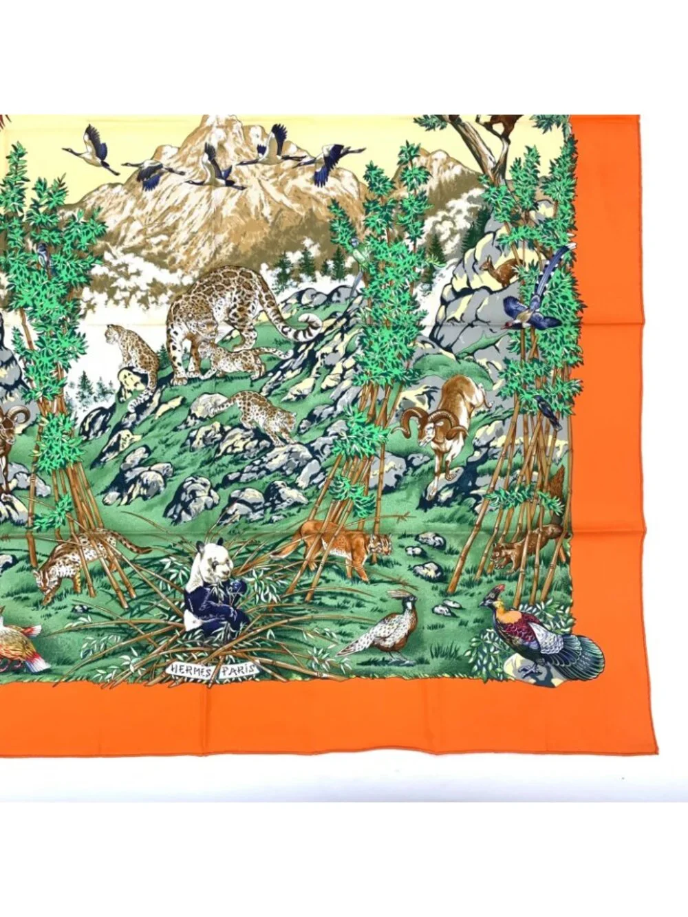 Hermes Carre 90 Sichuan Orange Multicolor Silk Scarf - Picture 4 of 7